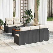 Conjunto de Sofá de Jardim 6 pcs Preto e branco