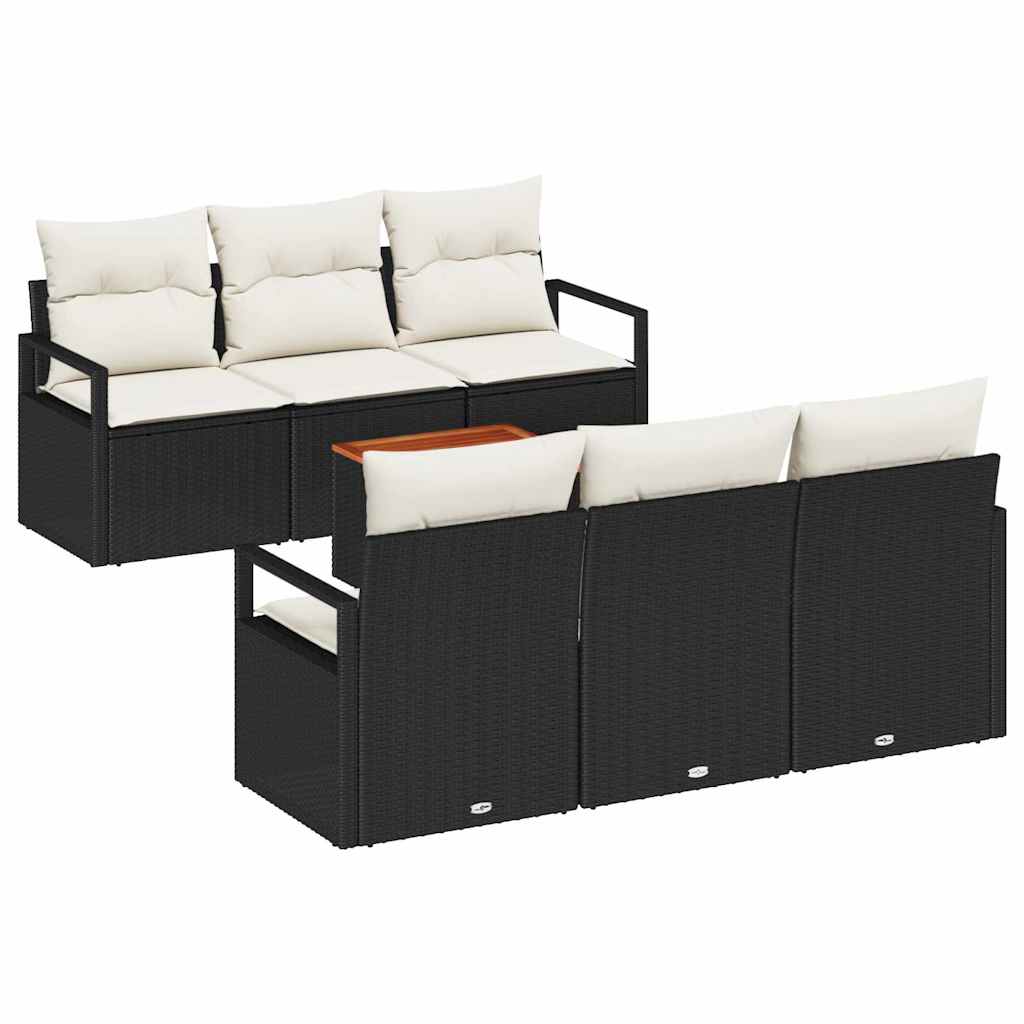 Conjunto de Sofá de Jardim 7 pcs Preto e branco