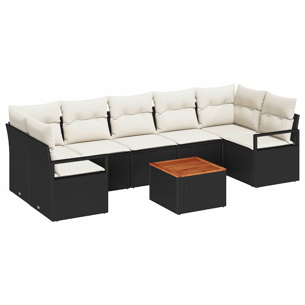 Conjunto de Sofá de Jardim 8 pcs Preto e branco