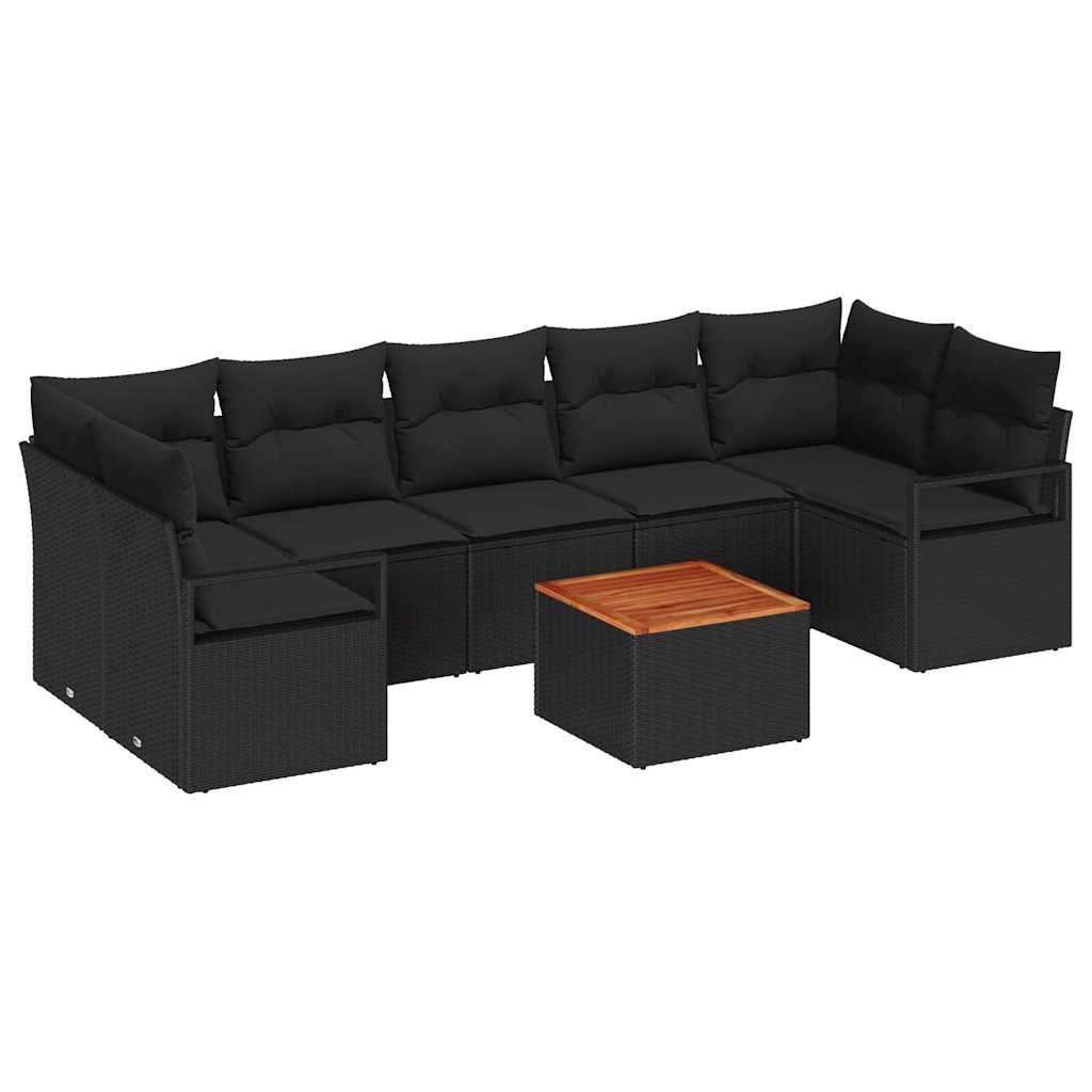 Conjunto de Sofá de Jardim 8 pcs Preto