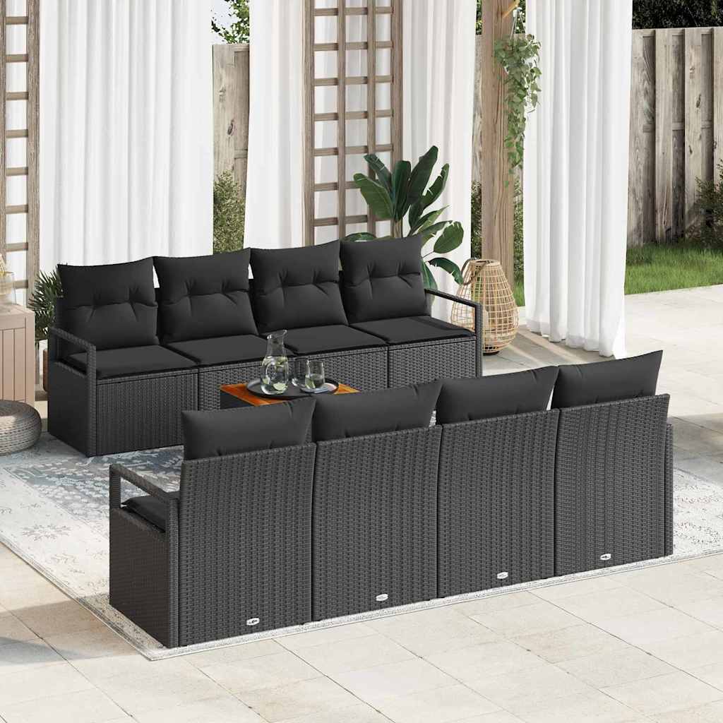 Conjunto de Sofá de Jardim 9 pcs Preto