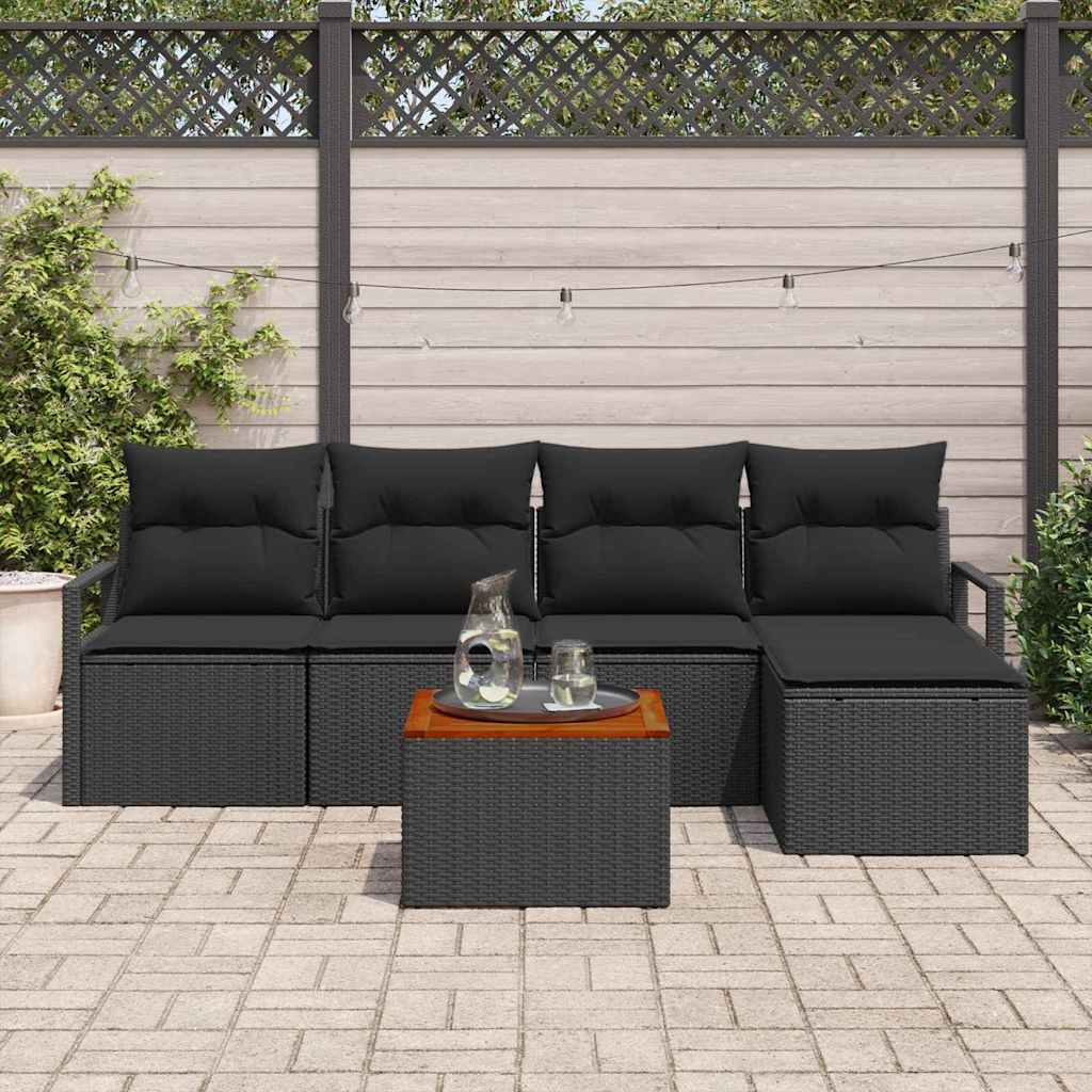 Conjunto de Sofá de Jardim 6 pcs Preto