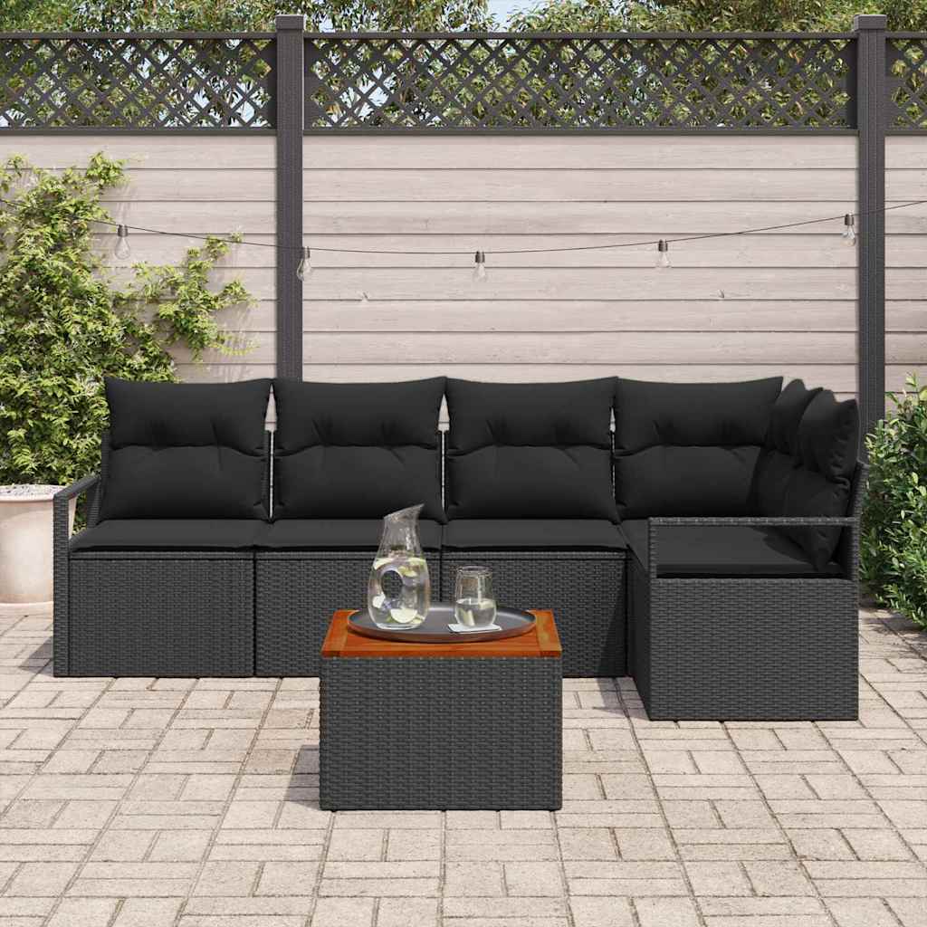 Conjunto de Sofá de Jardim 6 pcs Preto