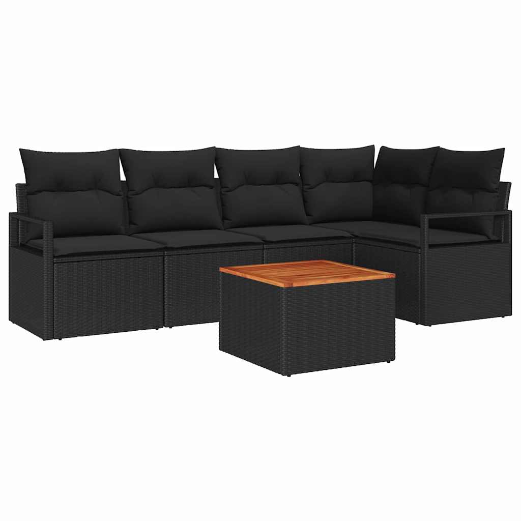Conjunto de Sofá de Jardim 6 pcs Preto