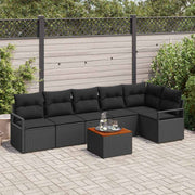 Conjunto de Sofá de Jardim 7 pcs Preto