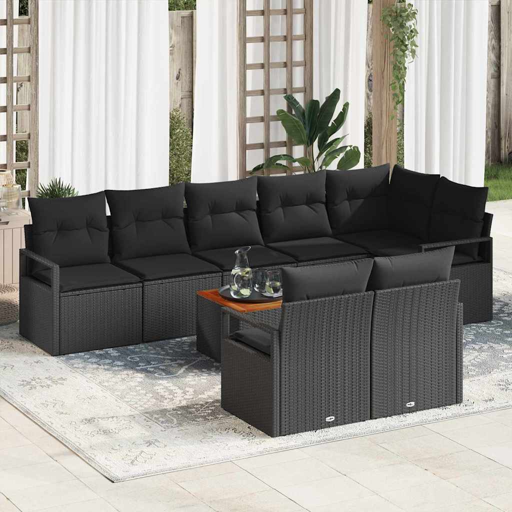 Conjunto de Sofá de Jardim 9 pcs Preto