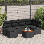 Conjunto de Sofá de Jardim 7 pcs Preto