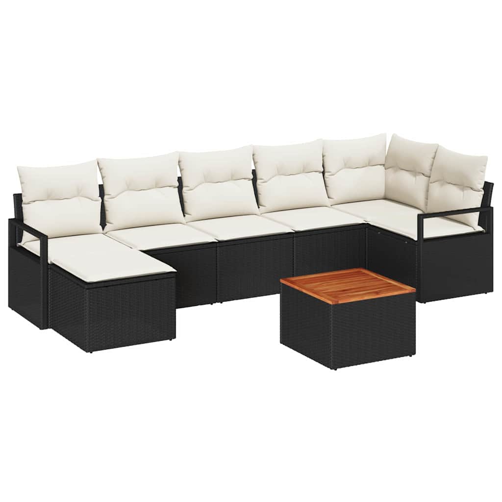 Conjunto de Sofá de Jardim 8 pcs Preto e branco