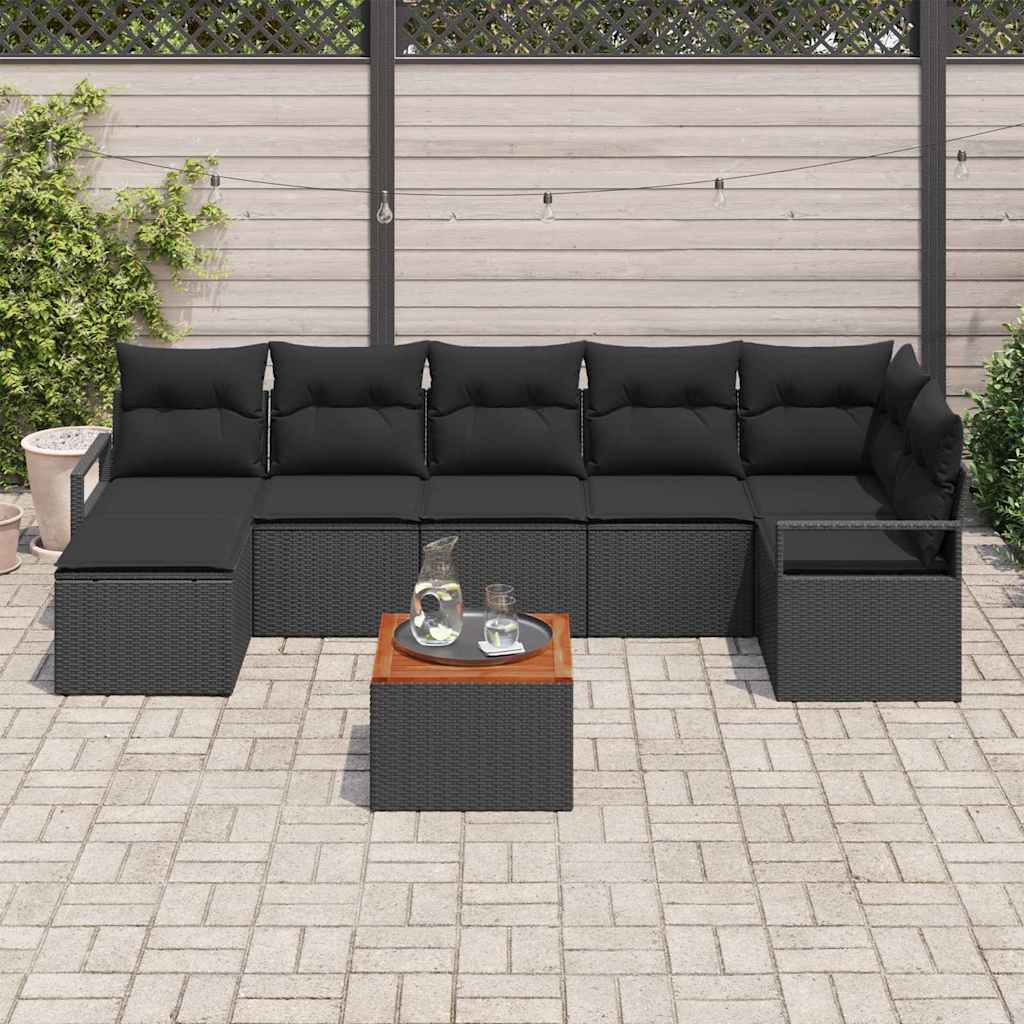 Conjunto de Sofá de Jardim 8 pcs Preto