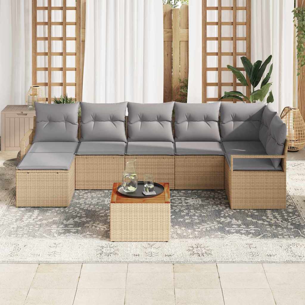 Conjunto de Sofá de Jardim 9 pcs bege e cinzento claro