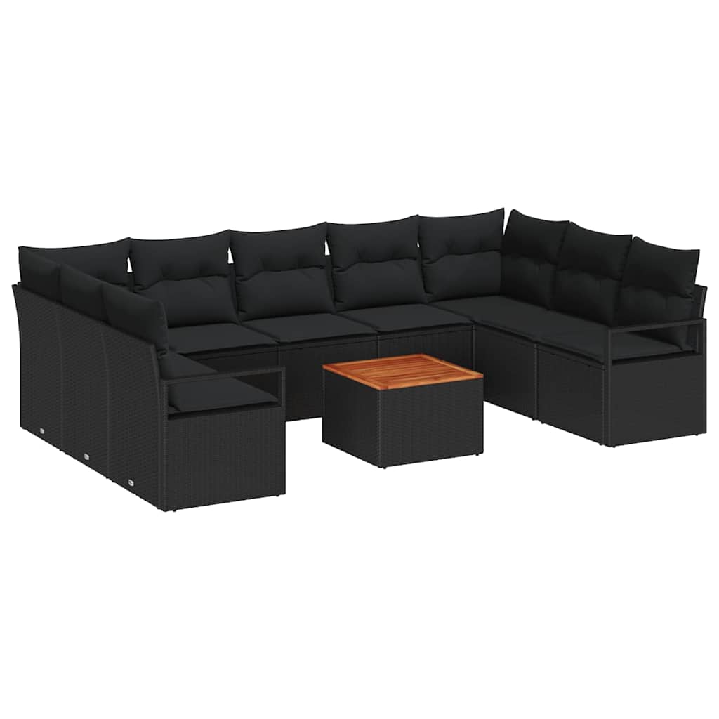 Conjunto de Sofá de Jardim 10 pcs Preto