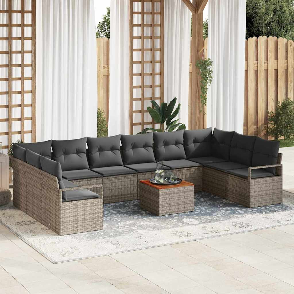 Conjunto de Sofá de Jardim 11 pcs Cinzeto