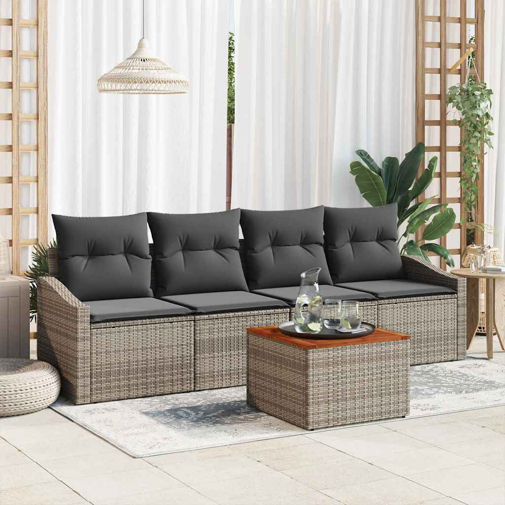 Conjunto de Sofá de Jardim 5 pcs Cinzeto