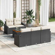 Conjunto de Sofá de Jardim 6 pcs Preto e branco