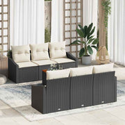 Conjunto de Sofá de Jardim 7 pcs Preto e branco