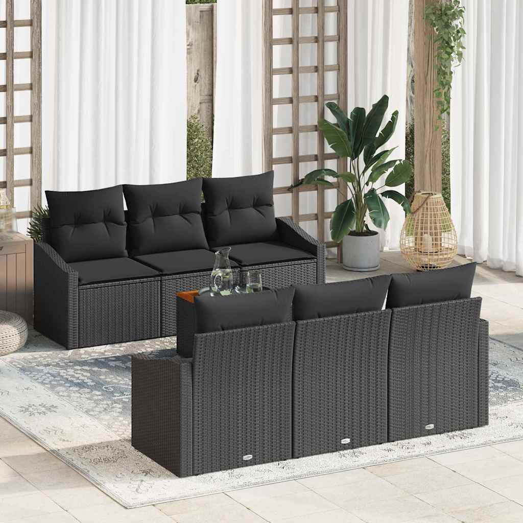 Conjunto de Sofá de Jardim 7 pcs Preto