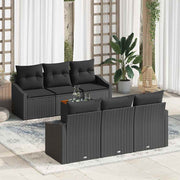 Conjunto de Sofá de Jardim 7 pcs Preto