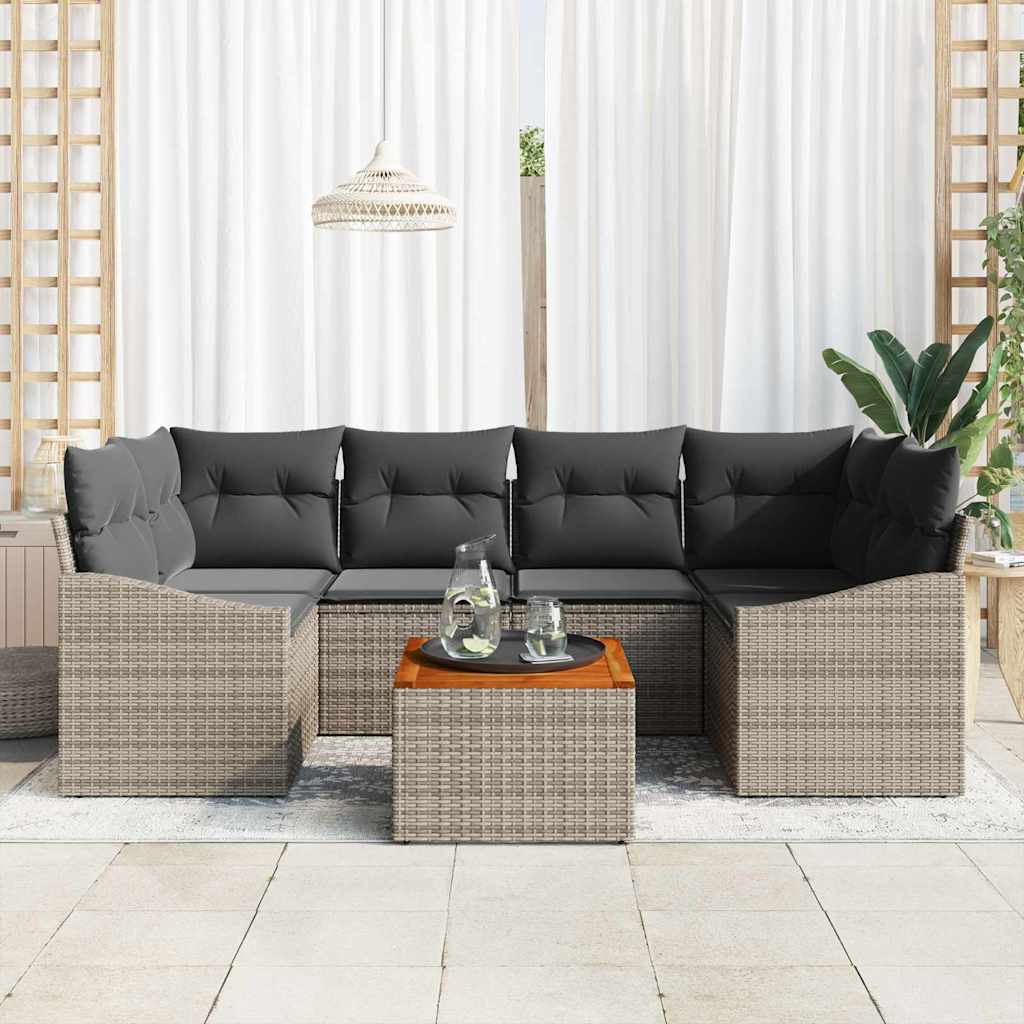 Conjunto de Sofá de Jardim 7 pcs Cinzeto