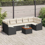 Conjunto de Sofá de Jardim 8 pcs Preto e branco