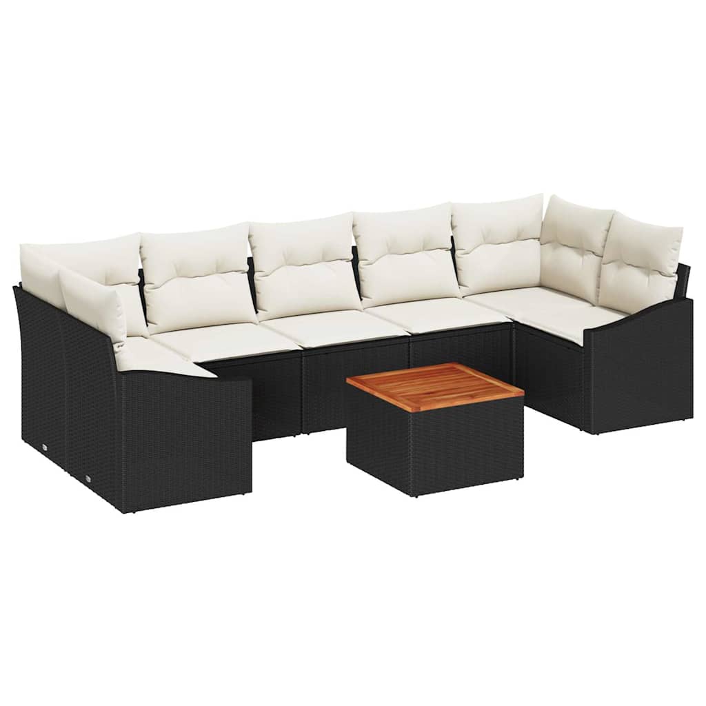 Conjunto de Sofá de Jardim 8 pcs Preto e branco