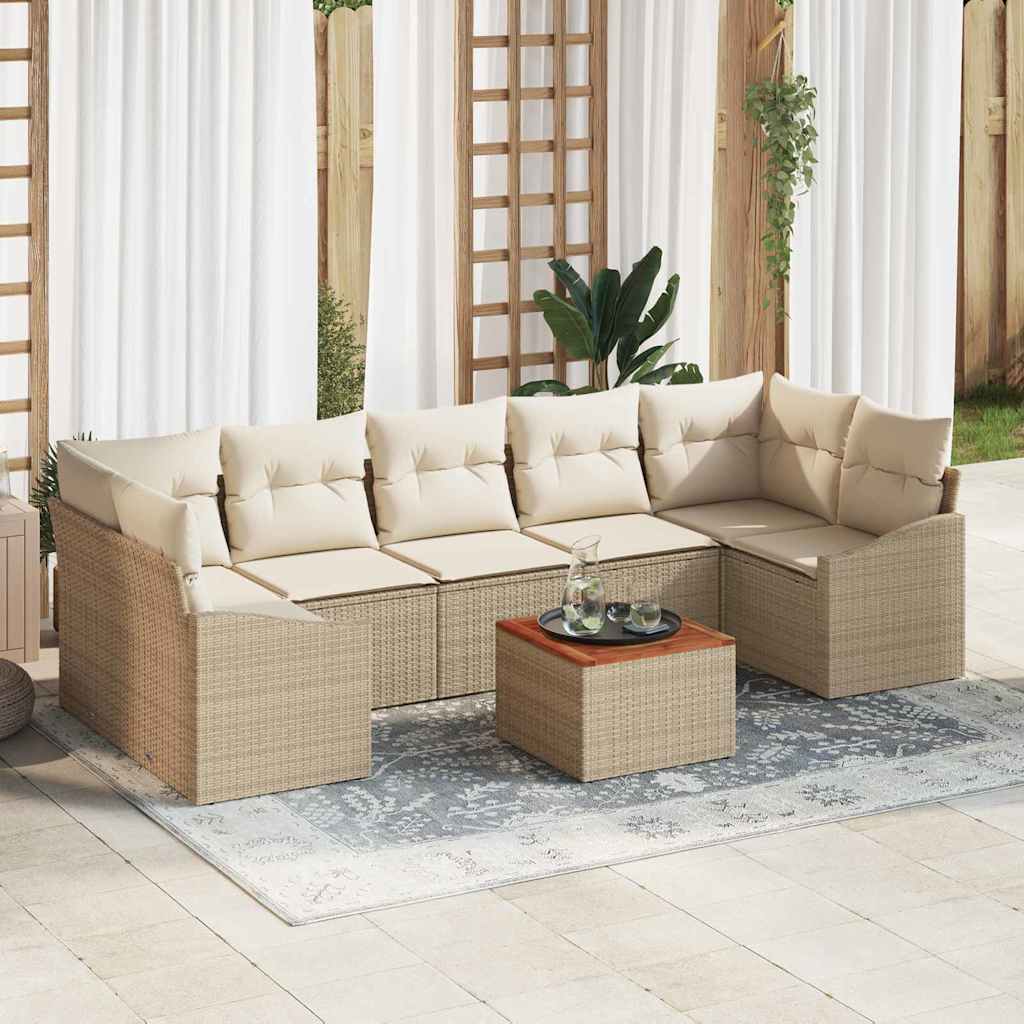 Conjunto de Sofá de Jardim 8 pcs bege e branco