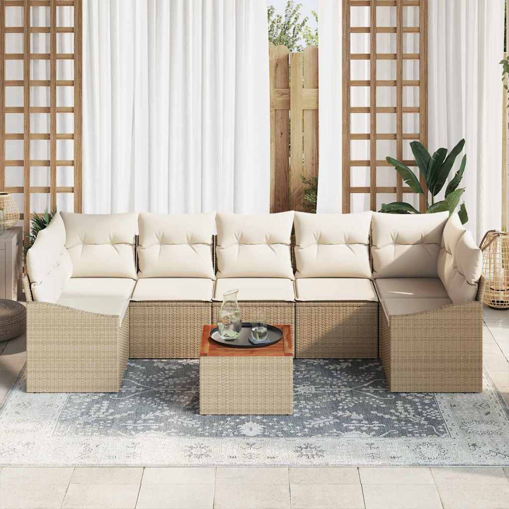 Conjunto de Sofá de Jardim 8 pcs bege e branco