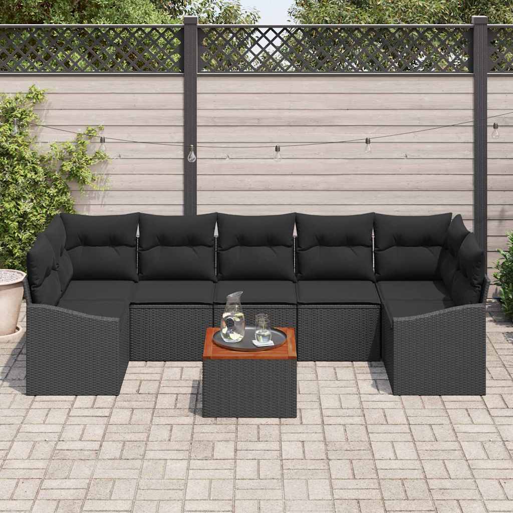 Conjunto de Sofá de Jardim 8 pcs Preto
