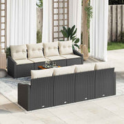 Conjunto de Sofá de Jardim 7 pcs Preto e branco