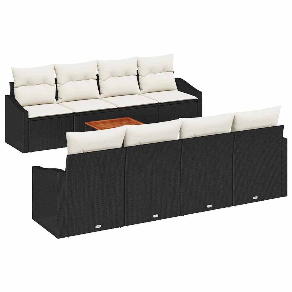 Conjunto de Sofá de Jardim 7 pcs Preto e branco