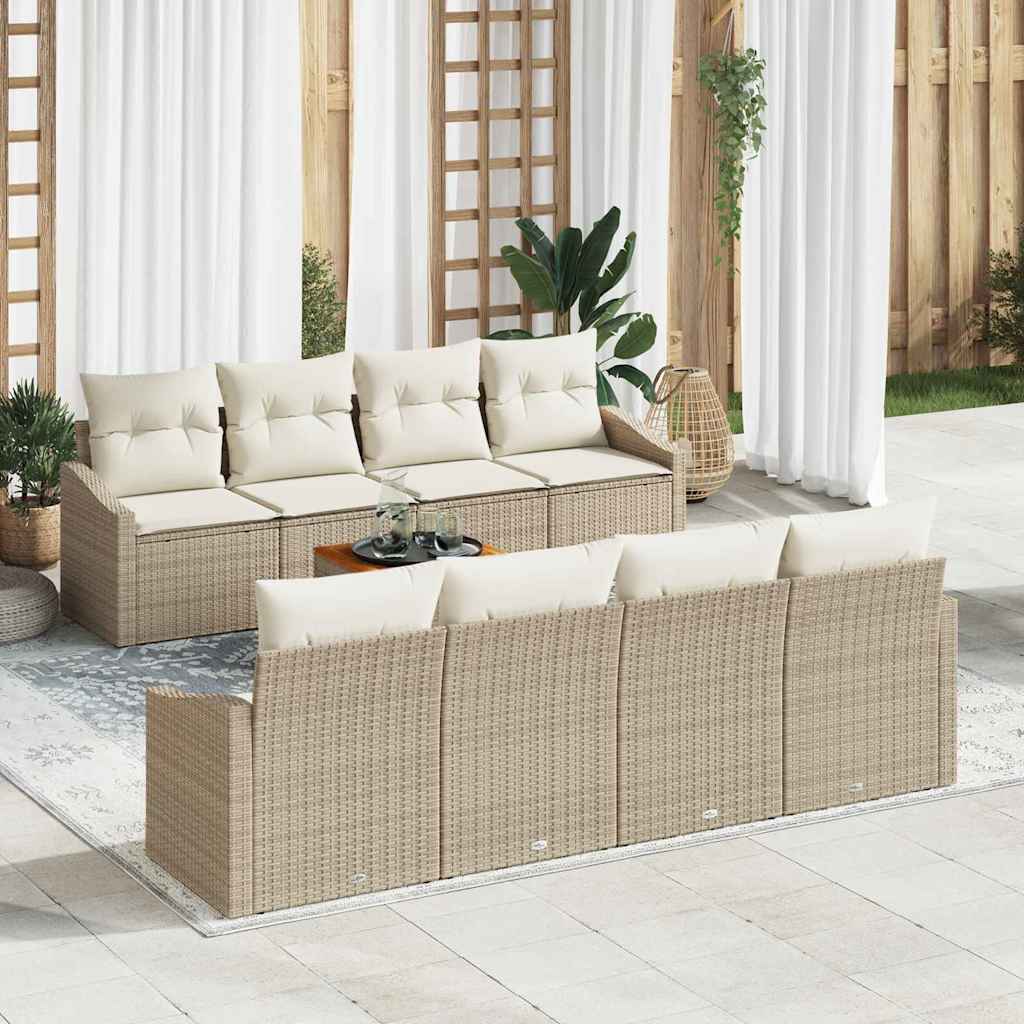 Conjunto de Sofá de Jardim 7 pcs bege e branco