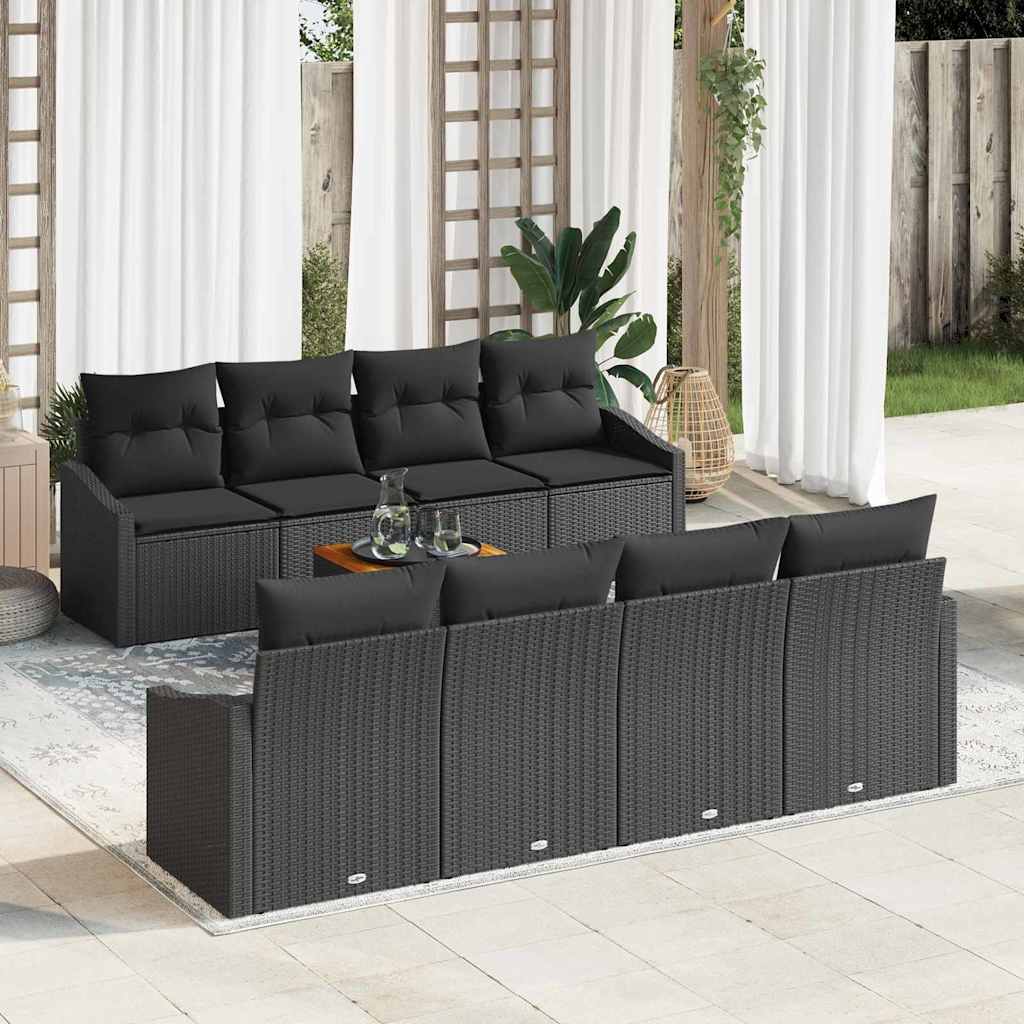 Conjunto de Sofá de Jardim 7 pcs Preto