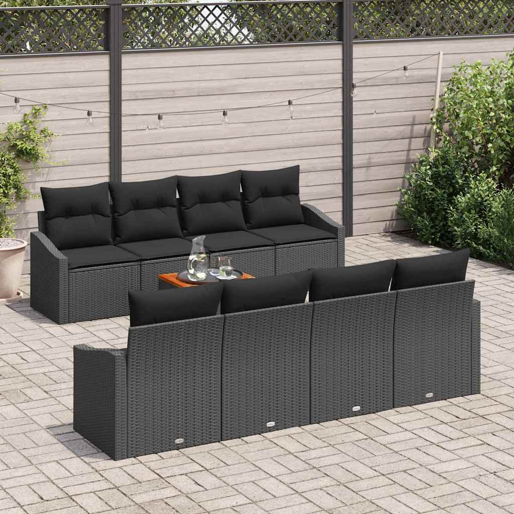 Conjunto de Sofá de Jardim 7 pcs Preto