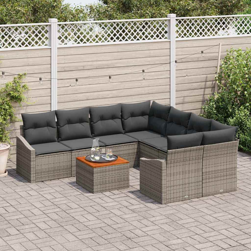 Conjunto de Sofá de Jardim 9 pcs Cinzeto