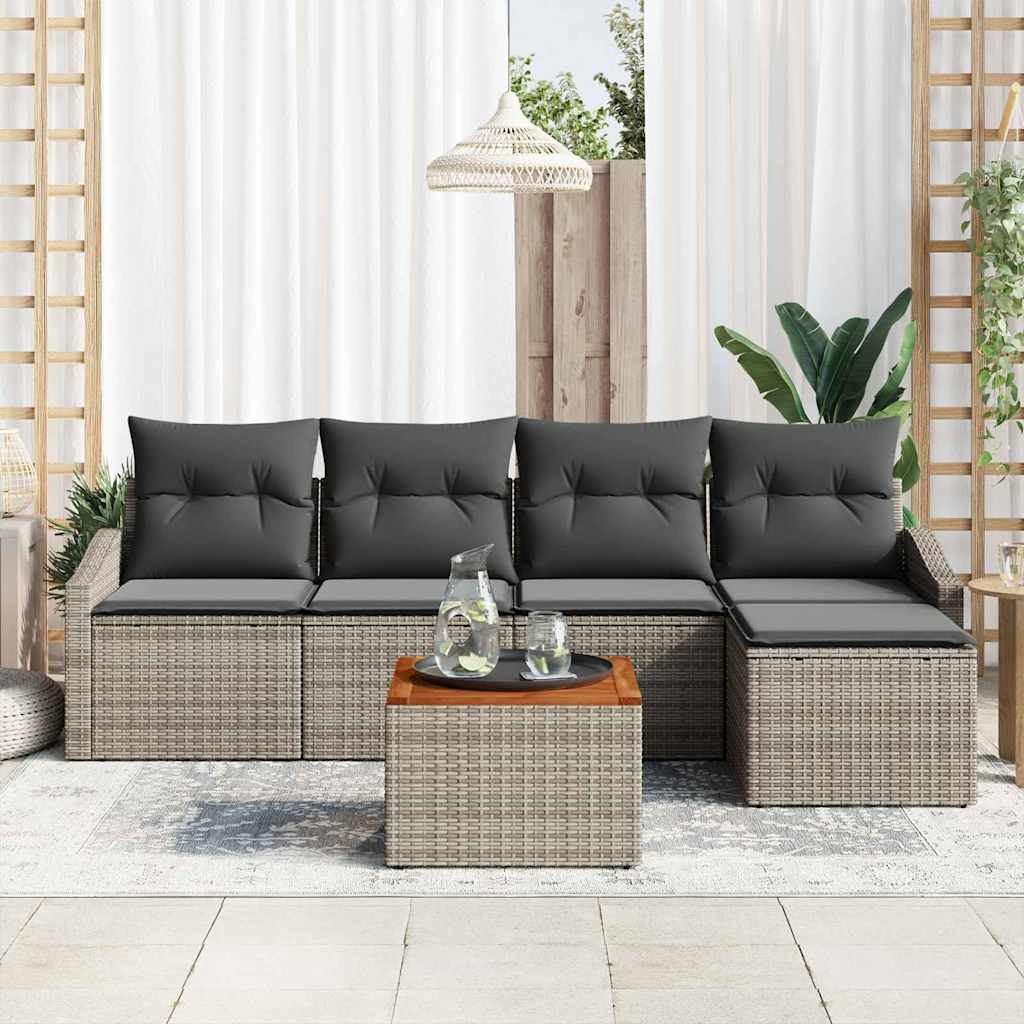 Conjunto de Sofá de Jardim 6 pcs Cinzeto