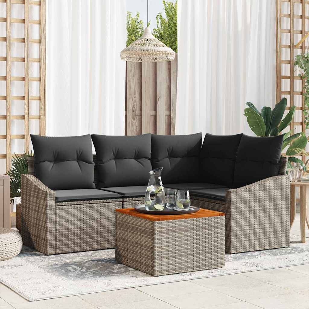 Conjunto de Sofá de Jardim 5 pcs Cinzeto