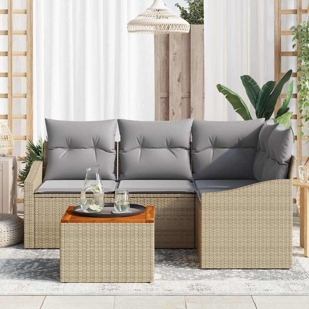 Conjunto de Sofá de Jardim 5 pcs bege e cinzento claro