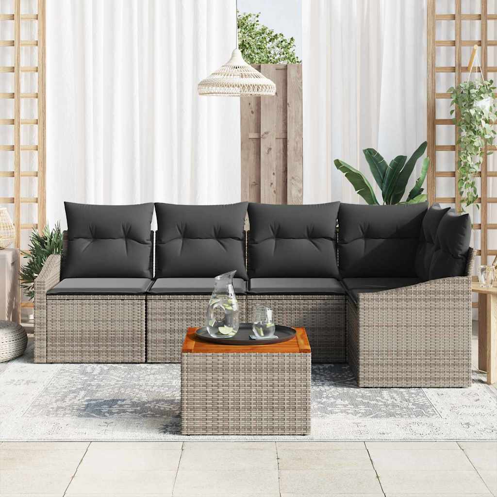 Conjunto de Sofá de Jardim 6 pcs Cinzeto