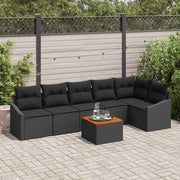 Conjunto de Sofá de Jardim 7 pcs Preto