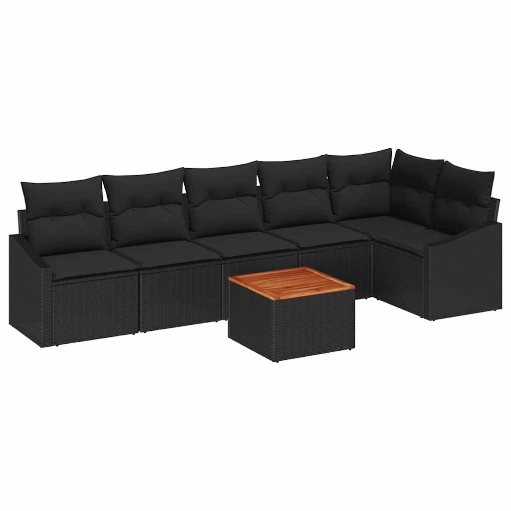 Conjunto de Sofá de Jardim 7 pcs Preto