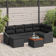 Conjunto de Sofá de Jardim 7 pcs Preto