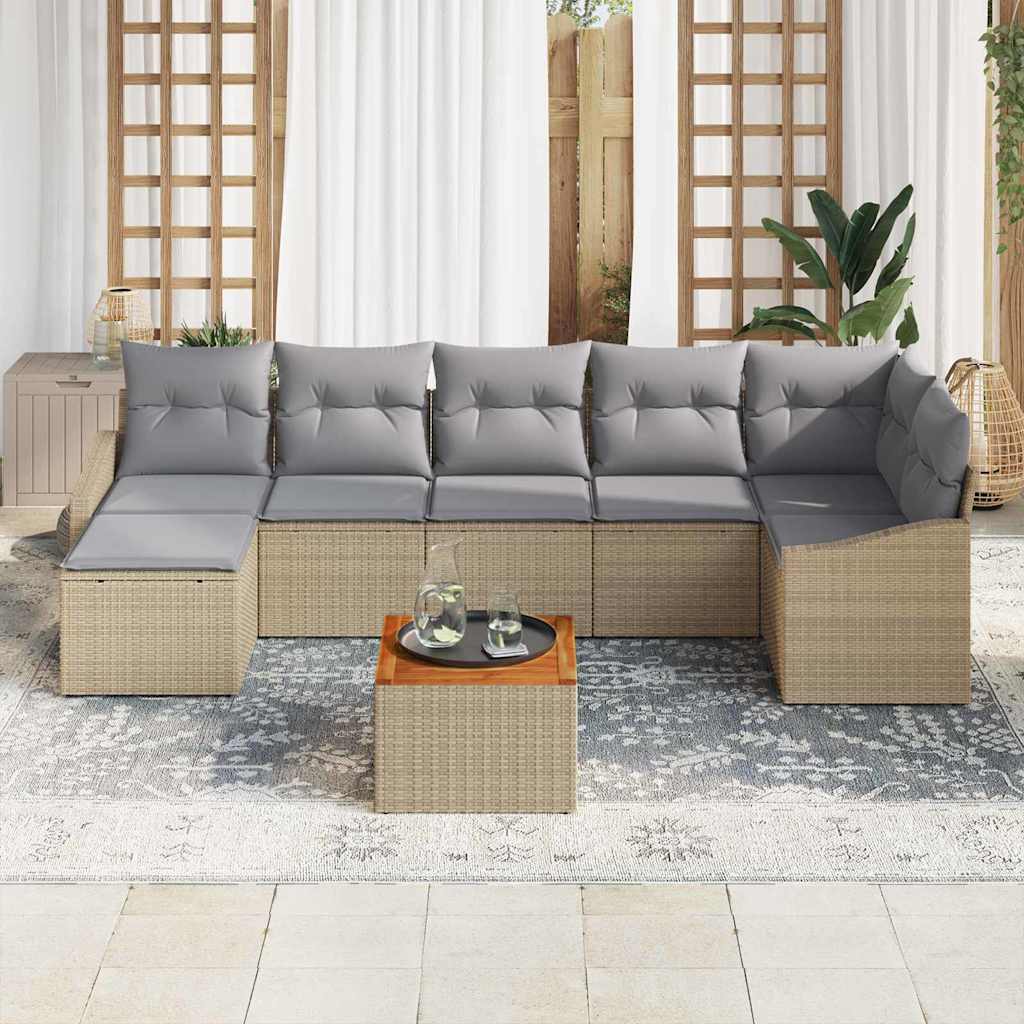 Conjunto de Sofá de Jardim 8 pcs bege e cinzento claro