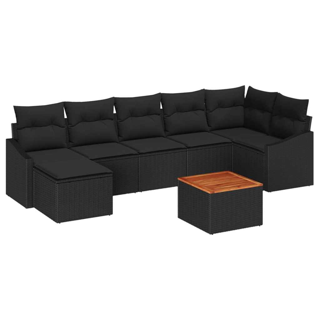 Conjunto de Sofá de Jardim 8 pcs Preto