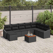 Conjunto de Sofá de Jardim 9 pcs Preto