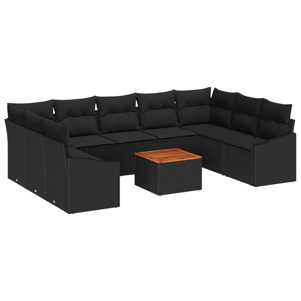 Conjunto de Sofá de Jardim 10 pcs Preto