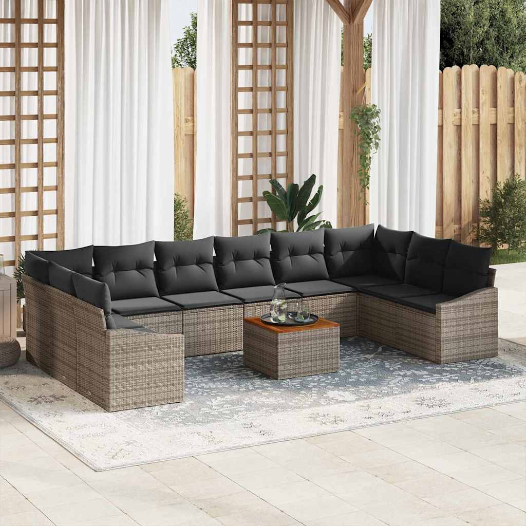 Conjunto de Sofá de Jardim 11 pcs Cinzeto