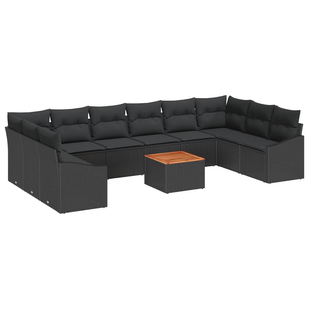 Conjunto de Sofá de Jardim 11 pcs Preto