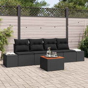 Conjunto de Sofá de Jardim 5 pcs Preto
