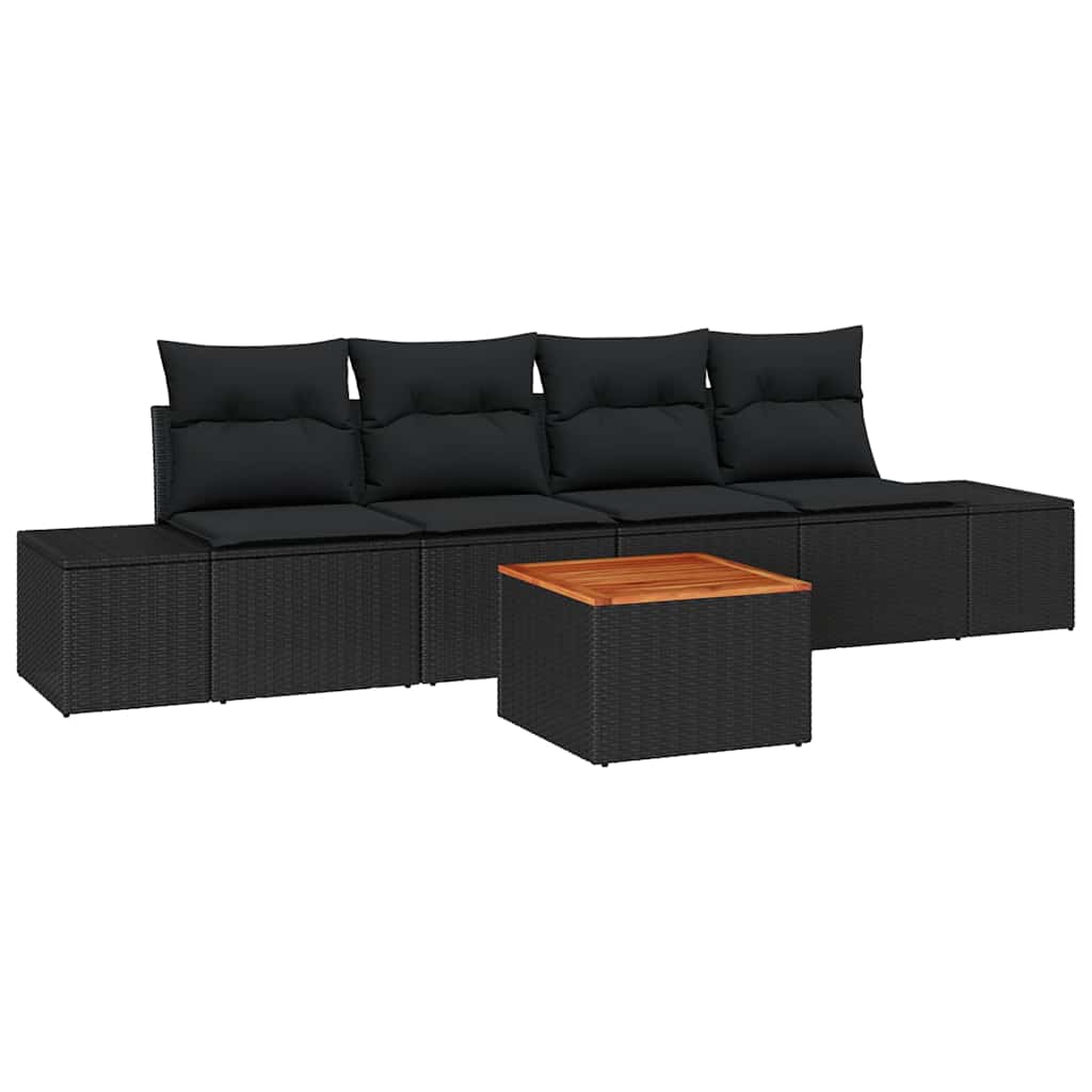 Conjunto de Sofá de Jardim 5 pcs Preto