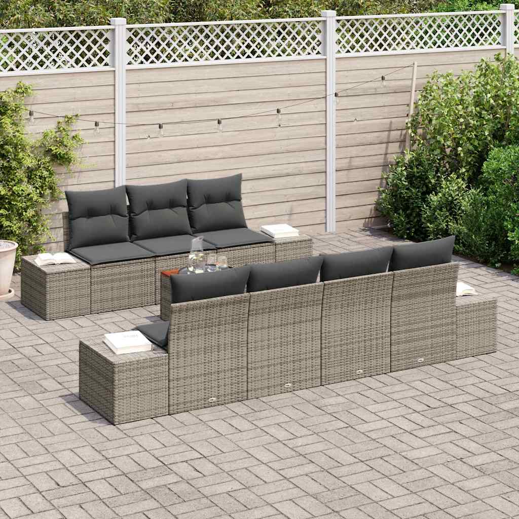 Conjunto de Sofá de Jardim 8 pcs Cinzeto