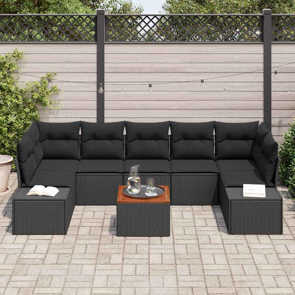 Conjunto de Sofá de Jardim 8 pcs Preto